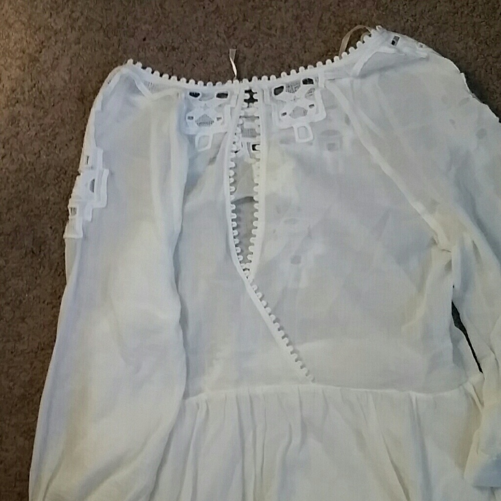 Free people white embroidered lace dress ruffle - Picture 4 of 4
